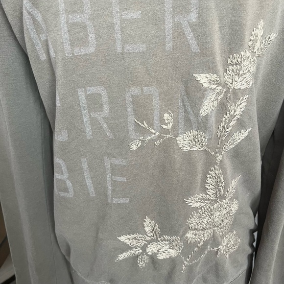 Abercrombie & Fitch gray Y2K embroidered zip up sweatshirt vintage preppy - Picture 6 of 8